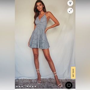 Lulu’s Days of Beauty Dusty Blue Burnout Floral Skater Dress